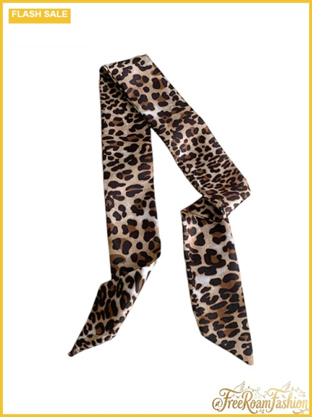 Leopard Print Chiffon Hair Scarf Lightweight Skinny Neck Scarf